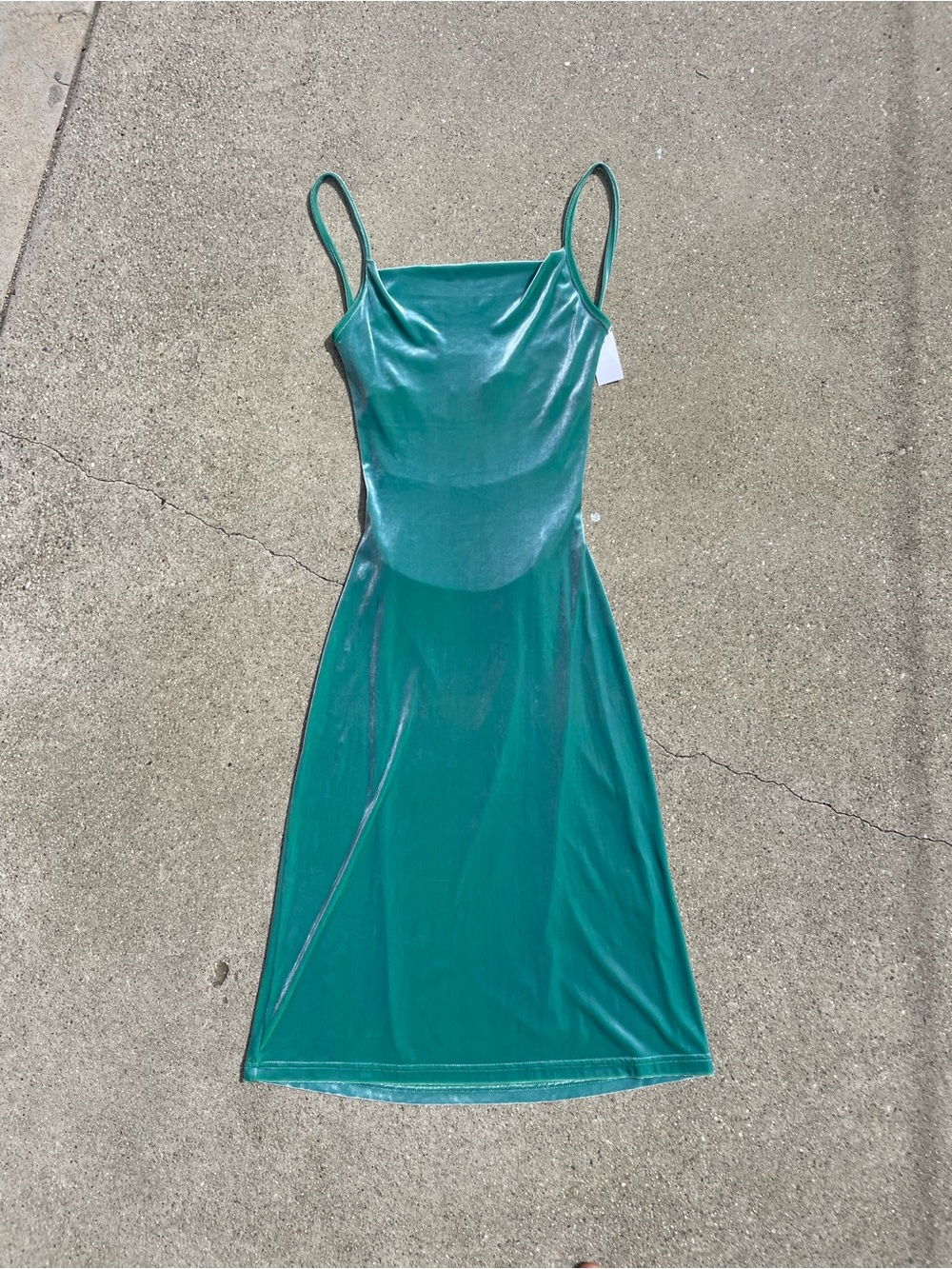 Teal Velvet Slip Dress